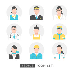 様々な職業の働く人たち　イラスト素材セット