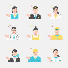 様々な職業の働く人たち　イラスト素材セット