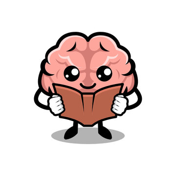 Cute brain mascot design illustration