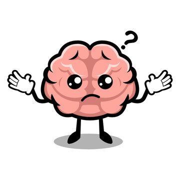 Cute brain mascot design illustration