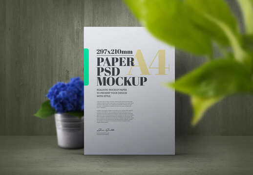 Flyer and Hydrangea Pot Mockup
