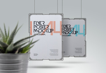 Hanging Poster with Metal Frame Mockup