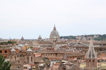 Fototapeta na wymiar view of rome city from height beautiful city scape of rome city center and rome landmarks
