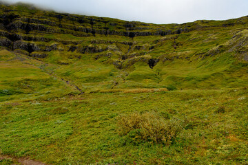 Obraz premium Klifbrekkufossar in Mjoifjordur, Iceland