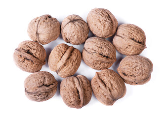 Group of big whole walnuts