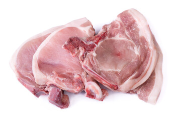 Sliced raw pork steak meat