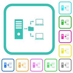 Network file system with server vivid colored flat icons