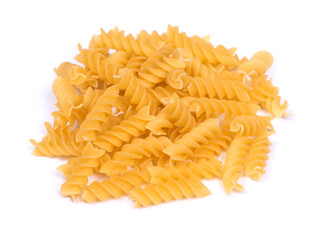 Handful of raw spiral pasta