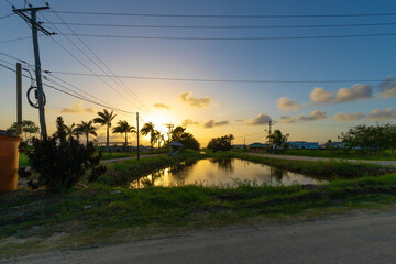 Yellow Sunset In Rainville Paramaribo Suriname