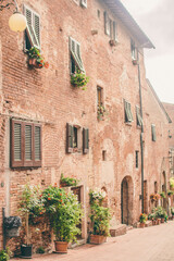 street in the old medieval village in Toscana Italy