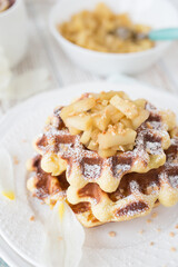 Apple pie waffles with apples