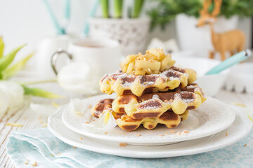 Apple pie waffles with apples