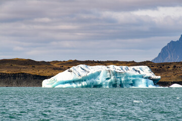 Ice floating in Jokulsarlon, a large glacial lake in southeast Iceland, Vatnajokull National Park