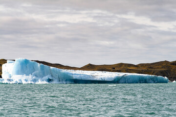 Ice floating in Jokulsarlon, a large glacial lake in southeast Iceland, Vatnajokull National Park