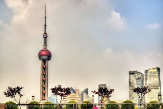 Shanghai skyscrapers as seen from the Bund Riverside