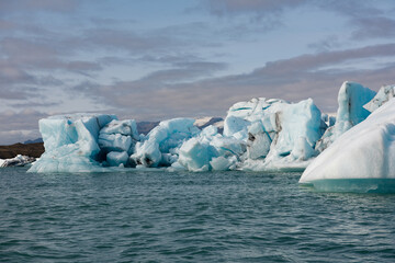 Ice of Jokulsarlon, a large glacial lake in southeast Iceland, Vatnajokull National Park