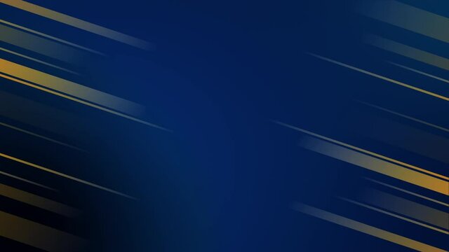 Animated background for presentations, animation of advertisements, news, videos, screensavers, abstract deep dark blue footage with tints and yellow gold abstract stripes (rays)
