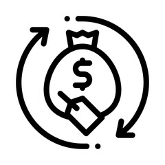 money bag repeat icon vector. money bag repeat sign. isolated contour symbol illustration