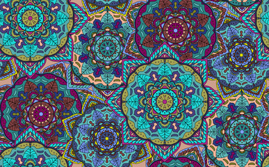Mandala flower ornaments - seamless pattern