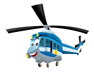 cartoon happy helicopter machine on white background - illustration