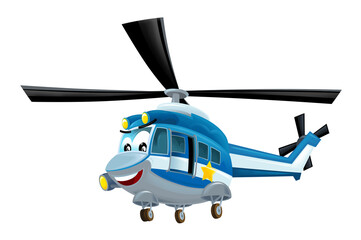 cartoon happy helicopter machine on white background - illustration © honeyflavour