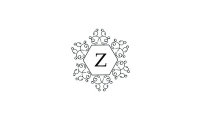Elegant logo with ornament and letter Z. Black logo on a white background concept for business, jewelry, fashion, cafe, hotel and others.