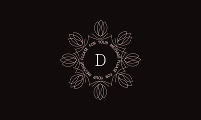 Elegant calligraphic ornament with the letter d. Monogram in brown. Business sign is identical for a boutique, jewelry, restaurant, cafe, hotel, labels.