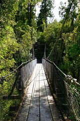 Fototapeta na wymiar Suspension bridge - Hokitika Gorge.