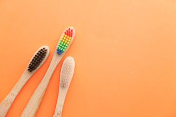 Eco friendly bamboo tooth brush, close up 