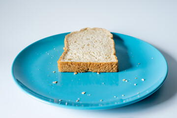 Whole wheat bread on a Blue Plate, Vintage Sweet tone.