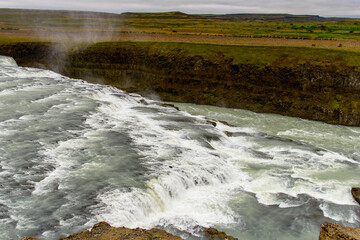 Gullfoss, a waterfall in the canyon of Olfusa river in southwest Iceland