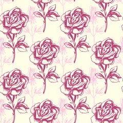 Tuinposter Vintage floral seamless pattern with roses © artspace