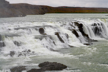 Gullfoss, a waterfall in the canyon of Olfusa river in southwest Iceland