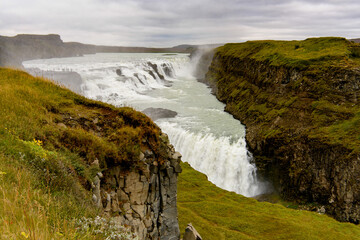 Gullfoss, a waterfall in the canyon of Olfusa river in southwest Iceland