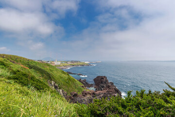 coast of volcano of seongsan Ilchulbong on jeju island.