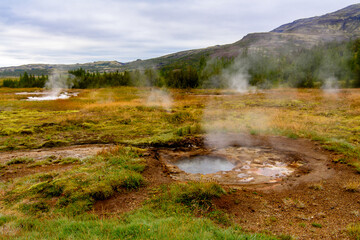 Geyser valley in Iceland