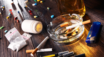 Addictive substances, including alcohol, cigarettes and drugs