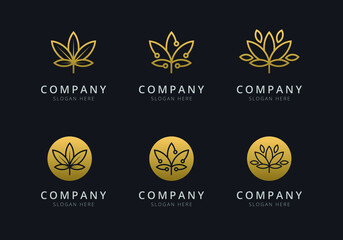 Cannabis logo template with golden style color for the company