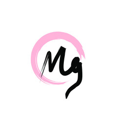 Obraz premium Mg initial letter handwriting and signature logo