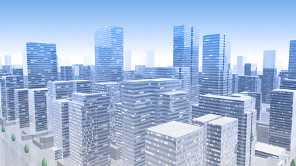 Fototapeta na wymiar City Building Simple Modern Skyscraper business street 3D illustration background
