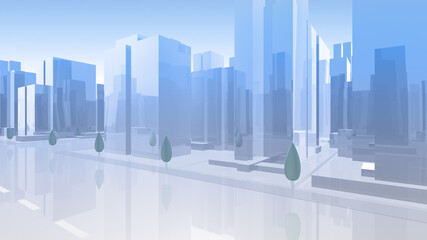 City Building Simple Modern Skyscraper business street 3D illustration background