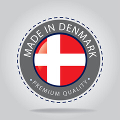 Made in DENMARK Seal, DANISH National Flag (Vector Art)
