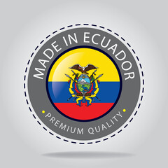 Made in ECUADOR Seal, ECUADORIAN National Flag (Vector Art)
