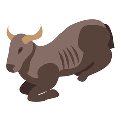 Wildebeest icon. Isometric of wildebeest vector icon for web design isolated on white background