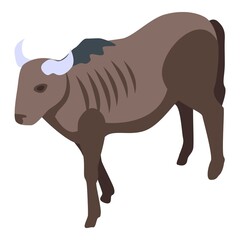 Old wildebeest icon. Isometric of old wildebeest vector icon for web design isolated on white background