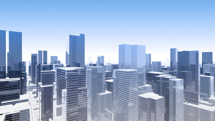 Obraz premium City Building Simple Modern Skyscraper business street 3D illustration background