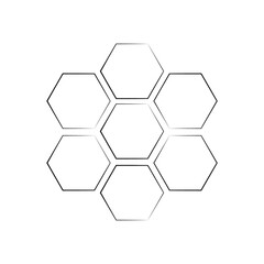 Honeycomb line icon vector illustration isolated on white. Logo bee symbol. Hexagonal geometric element design.