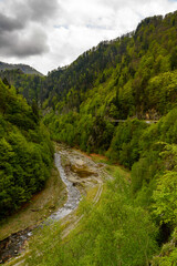 Fototapeta na wymiar Beautiful landscape of the green mountain hills of Romania