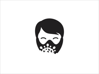 People face with mask vector icon in isolated on white background. Wear dust mask