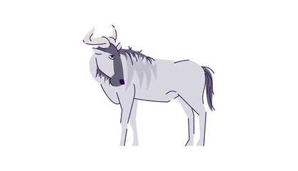 African cattle standing semi flat RGB color vector illustration. Indonesian wildlife mammal. Wild buffalo. Safari conservation creature. Wild animal isolated cartoon character on white background